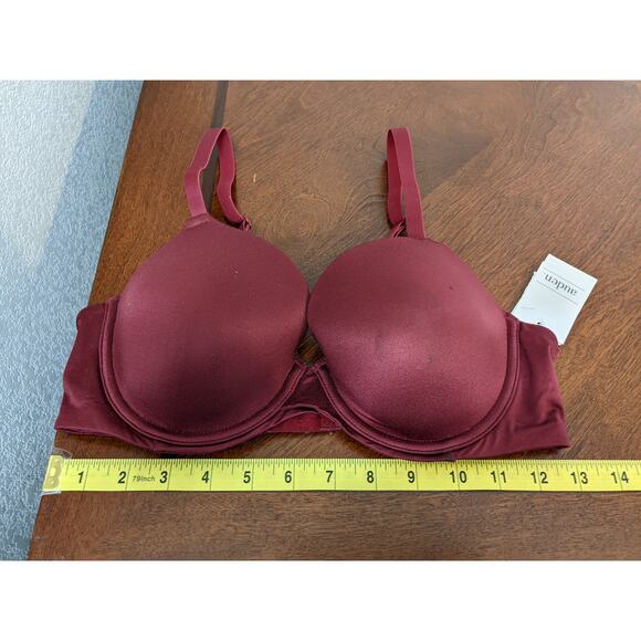 Auden Icon T Shirt Bra 36B Red Full Coverage Underwire Lightly Lined Molded Cups - Picture 9 of 13